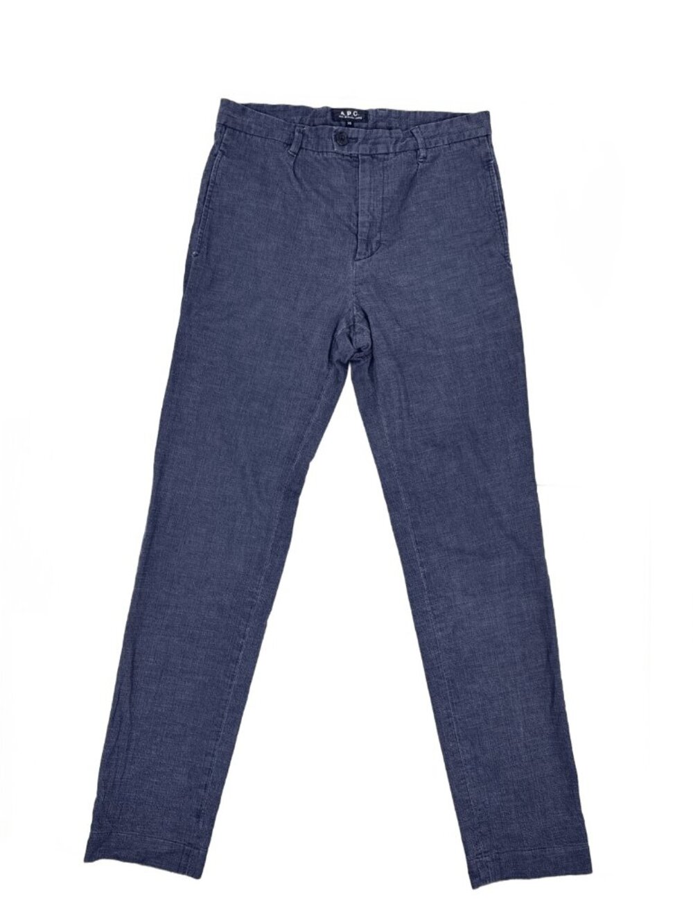 A.P.C.‎ Cotton Stretch High Rise Slim  Blue Woven Full Length Trousers XS